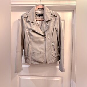 NWOT Wilson’s Leather Grey Moto Biker Jacket Fully Lined 100% Real Leather Med